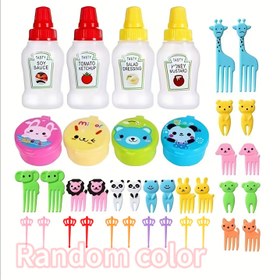 Resim 38 Parça 'Sevimli Hayvan Şeklinde Öğle Yeme Seti Mini Su Mataralı, Çatallı, Kaşık ve Tabaklarla - Dayaniklı PP Plastigi Gida-Güvenligi ile Paskalyk Kamp Dogum Gunu Partisi için Renklili haywan Temali Aletler & Tablalar gülümseyen yüzlü (Kolay temizlenir, İdeal) Seviyeli sevimsizi kaplarıyla birliktede kreatif ha 