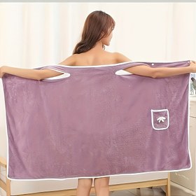 Resim 1 modern giyilebilir banyo havlusu mercan polar, 300g/m2 hızlı kuruyan kumaş, kalın emici banyo eteği, yetişkinler için uygun, Kadınlar için spa sauna sarını, bornoz 