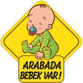Resim Obibaskı Arabada Bebek Var Araba Stickeri 15x15cm 