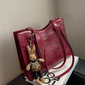Resim Şık Kadınlar için Vegan Tote Çanta - Ayarlanabilir Askılı, Fermuarlı ve Tavşan Süslemeli, Çok Yönlü Büyük Kapasiteli Omuz & Crossbody Çanta, Derin Kahverengi/Kırmızı/Siyah, Minimalist Crossbody Çanta 