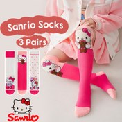 Resim 3 Çift Sanrio Ailesi için Merhaba Kedi Diz Üstü Çorap Kızlar İçin - Pembe Sevimli Karakter Tasarımları, Polyester Karışımı, Bahar/Yaz Stili, Partiler ve Özel Günler İçin Mükemmel, Parti Çorapları|Canlı Tasarım|Esnek Kumaş 