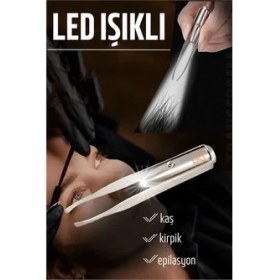 Resim Bfs LED Işıklı Cımbız Kirpik Kaş Cımbız Epilasyon Cımbızı 
