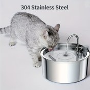 Resim 1pc Paslanmaz Çelik 3.2L Otomatik Pet Su Çeşmesi, USB Güçlü Kedi İçme Dispenser, Faucest-Style Su Akışı için Kediler, Batarya Gerekmez 