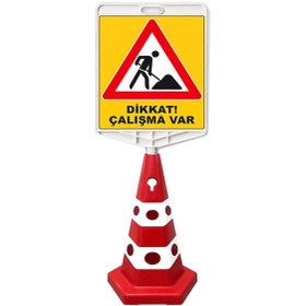 Resim Hayat Trafik Çalışma Var Baskılı Kedi Gözlü Koni Seti Trafik Dubası 