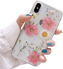 Resim Jacyren iPhone 7 Plus ile uyumlu kılıf, iPhone 8 Plus ultra ince silikon kılıf, şeffaf cep telefonu kılıfı, darbeye dayanıklı, çizilmez, kurutulmuş çiçekler, tamponlu çanta, koruyucu kılıf, iPhone 7 Plus için 