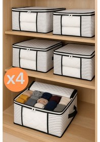 Resim Lüks Pencereli Kazak-pike-battaniye Hurcu 40x40x30 Cm 4 Adet Beyaz 