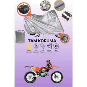 Resim Dokaca Gri Kilit ve Arka Çanta Uyumlu Ktm 250 Exc Tpı Uyumlu Motosiklet Brandası, Koruma Örtüsü 