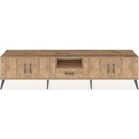 Resim Arges Tv Ünitesi 3 Raflı Tek Çekmeceli 4 Kapaklı 220x30x51 Çam-çam Atlas Çam/atlas Çam - Atlas Çam 