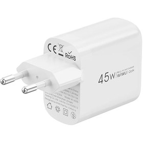 Resim Wiwu Wi-U035 GaN Tech PD Hızlı Şarj Özellikli QC 3.0 Şarj Başlığı 45W - Beyaz 