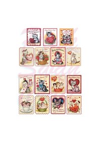 Resim Valentine Sevimli Kedili Pullar Etiket Seti, Bullet Journal, Scrapbook, Planlayıcı, Ajanda Diğer 