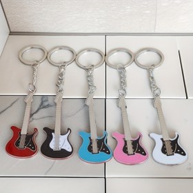 Resim 5'li Paket Yaratıcı Mini Basit Müzik Aleti Simülasyonu Elektrik Gitar Aksesuarı Anahtarlık Kolye 
