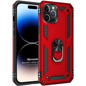 Resim Microsonic iPhone Uyumlu 14 Pro Kılıf Military Ring Holder 