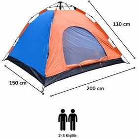 Resim Ergan Outdoor 3 Kişilik Otomatik Kurulum Çadır Turuncu Mavi Çok Renkli 