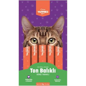 Resim Kiwi Yammies Ton Balıklı ve Deniz Taraklı Sıvı Kedi Ödül Maması 5'li 