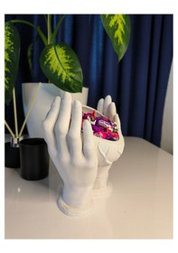 Resim Ağaç Desenli Kalp Eller Vazo 