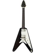 Resim El Yapımı 1/4 Ölçek Minyatür Elektro Gitar Gibson Flying V Black 