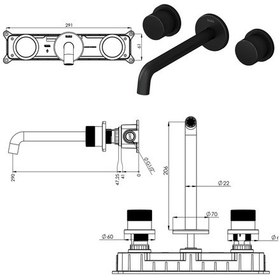 Resim Teska E 5217 Tria Ankastre Lavabo Bataryası Altın 