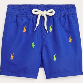 Resim Ralph Lauren 9-24 Aylık Erkek Bebek Renkli Pony Logolu Şort Mayo 9m-12m / Mavi 