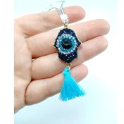 Resim Ennea Art Hamse / Fatıma Eli Nazar Boncuğu Araba Dikiz Ayna Süsü El Yapımı Taşlı Lüks Hediyelik Aksesuar 