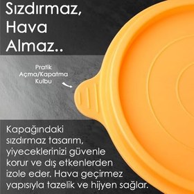 Resim 12'li Yuvarlak Gıda Saklama Kabı Seti - Organizer Düzenleyici Erzak Kabı 12x250ml Turuncu 
