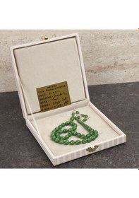 Resim Eski Şamdan Obje Kadim Katalin Beyzi Kesim 10x11.5mm Tesbih Yeşil 