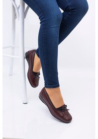 Resim Frida Kadın Tam Ortopedik Topuk Jelli Bordo Günlük Kurdele Detaylı Anne Ayakkabısı 41-42-43 Numara Bordo 