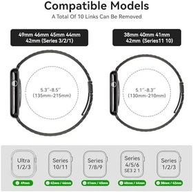 Resim SUNFWR Apple Watch Band 49 mm 45 mm 44 mm 42 mm 41 mm 40 mm 38 mm Erkekler Kadınlar için, Paslanmaz Çelik Metal iWatch Band Apple Watch Serisi 8/7/6/5/4/3/2/1/SE/SE2/Ultra için Kılıflı 