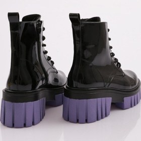 Resim Dgn Es805 Kadin Kalin Taban Bağcikli Topuklu Bot ES805-2007-R12988 Siyah - Lila 