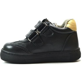 Resim Onlo Ayakkabı S.260 Deri Siyah Sarı Ortopedik Erkek Bebek Sneaker Siyah - Sarı 