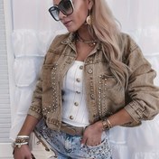 Resim Kadın Vintage Batık Jaketi - Düğmeli, Esnemeyen, Yapılı Palto, Bol Kesim Uzun Kollu Blazer, Günlük ve Resmi Kombinler İçin - İlkbahar/Sonbahar, İlkbahar Dış Giyim, Sokak Stili, Klasik Tasarım, Dayanıklı Kumaş, Şık Palto 