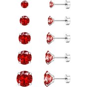 Resim 20G cerrahi çelik doğum taşı kıkırdak piercing takı kadın erkek düz sırtlı küpe seti 5 çift kübik zirkonya spiral çivi küpe 