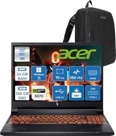 Resim Acer Nitro V16 Aı Intel Core™ 7 240H 24GB Ddr5 256GB SSD RTX5070/8GB 95W Wuxga (1920X1200) IPS 180Hz WIN11PRO Taşınabilir Gaming Bilgisayar NHQZREY002P06+ZETTAÇANTA 