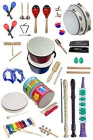 Resim Midex Örf Aletleri Seti Overmuch Paket-2 Marakas Zil Üçgen Ksilofon Melodika Mızıka Davul Flüt (30 Parça) 