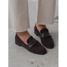 Resim Ece'nin Butiği Rynor Kahve Süet Hakiki Deri Kadın Makosen 