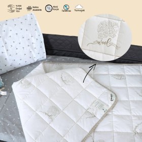 Resim Huggy %100 Yeni Zelenda Kuzu Yünü %100 Pamuk Kumaş 75X125 Bebek Yorganı 