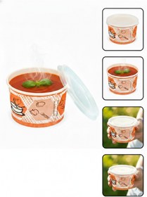 Resim Karton Bardak Bencup Karton Çorba Kasesi, 16 oz (473 ML ), Şeffaf Kapaklı, 25 Adet - Paket Servis İçin Sızdırmaz 
