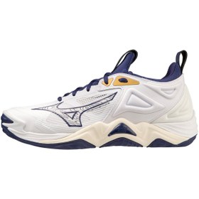 Resim MIZUNO Wave Momentum 3 Unisex Voleybol Ayakkabısı Beyaz/Lacivert 