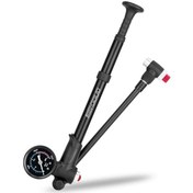 Resim Basınç Ölçerli Bisiklet Şok Pompası 300psı Yüksek Basınçlı Bisiklet Lastiği Şişirme Hava Pompası Bisiklet Ve Arka Süspansiyon İçin Siyah 