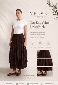 Resim Puane Kat Kat Volanlı Uzun Etek 