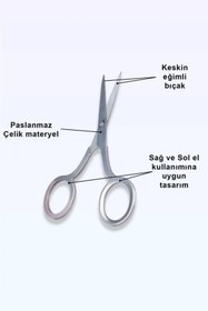 Resim Muggio Kaş, Kirpik ve Burun Makası Çok Amaçlı (Paslanmaz Çelik) Saç Kesim Makası 