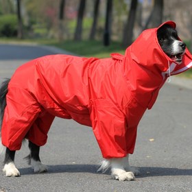 Resim 1 adet Su Geçirmez Köpek Yağmurluğu, Kapaklı, Yansıtıcı Güvenlikli Pet Yağmurluğu, Polyester, Ayarlanabilir Bağlama, Küçük, Orta, Büyük Irklar İçin 