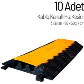 Resim İleri Trafik 10'lu Kablo Kanallı Hız Kesici Seti 3 Kanallı, Yol Kasisi 96 x 50 x 7 cm 