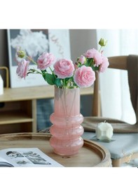 Resim Orbına Pembe Boğumlu Cam Vazo - 26 Cm Pembe 