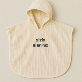 Resim Özel Yazılı Müslin panço - Açık bej / 1-5 yaş 