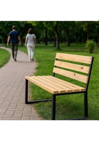 Resim Metal Ayaklı Ahşap Bank Naturel 