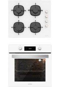 Resim Silverline BO6504W01 - CS5335W01 Beyaz Cam Ankastre Set 