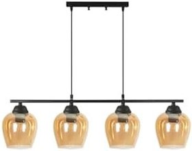 Resim Fer Avize Sezar 110 Modern Tasarım Salon - Mutfak - Yemek Masası - Siyah Renk Bal Camlı 4 Lü Avize 