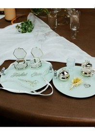 Resim Cherish Söz Tepsisi Ve Damat Kahve Fincan Tepsisi Krem Krem 