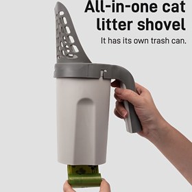 Resim Tüm İçerikli Taşınabilir Kedi Temizleme Kedi Kumu Kürek Otomatik Kusma Temizleyici Seti Kedi Kürek 