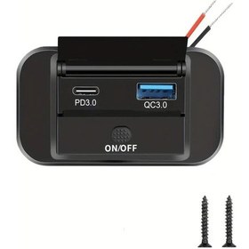 Resim Wangxi 1 Adet 12v Rv Usb Soketi Kırmızı Güç Anahtarlı 36w Pd3 0 Qc3 0 Hızlı Şarj Araç Şarj Adaptörü 